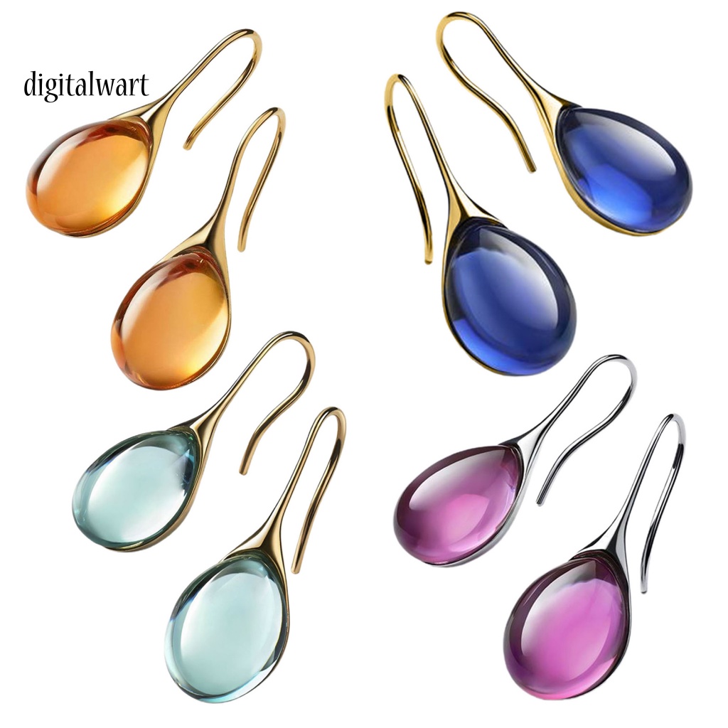 Kỹ Thuật Số| 1 Đôi Bông Tai Hình Giọt Nước Đính Pha Lê Giả Trong Suốt Thời Trang Cho Nữ