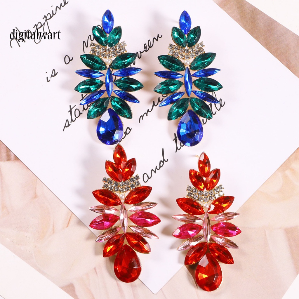 Kỹ Thuật Số| 1 Đôi Bông Tai Hình Giọt Nước Đính Đá Lấp Lánh Đơn Giản Dành Cho Nữ