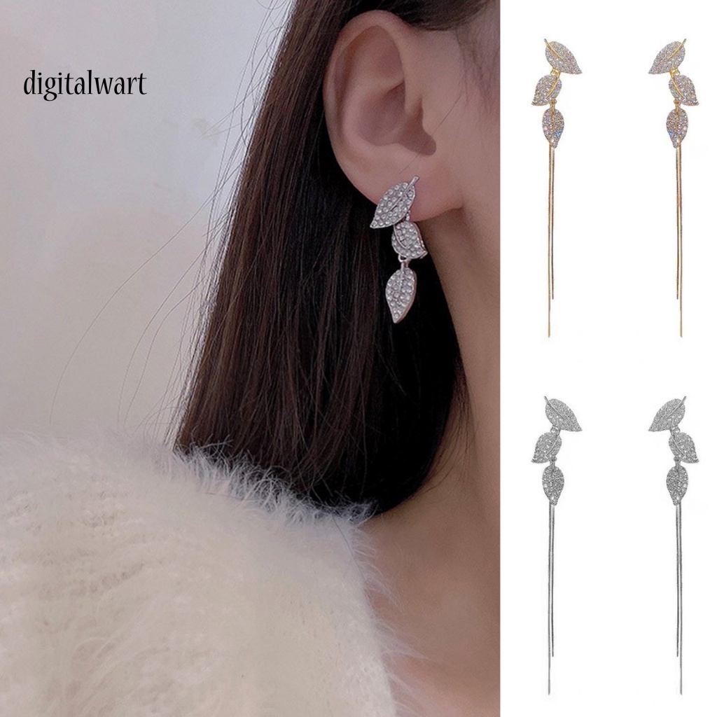 Kỹ Thuật Số| 1 Đôi Bông Tai Dáng Dài Hình Chiếc Lá Bằng Hợp Kim Thời Trang Dự Tiệc