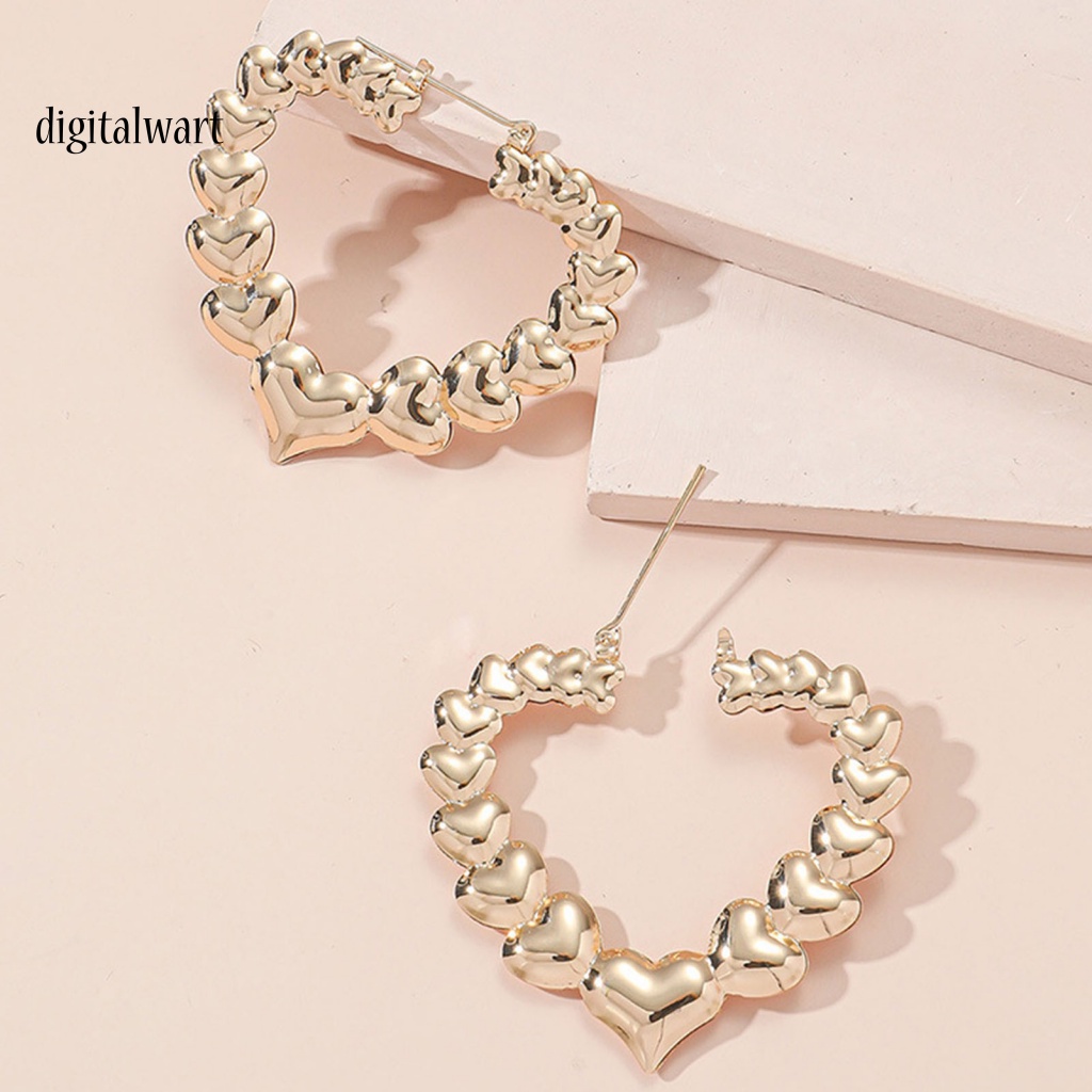 Kỹ Thuật Số| 1 Đôi Bông Tai Hình Trái Tim Bề Mặt Mịn Phong Cách Vintage Dành Cho Nữ