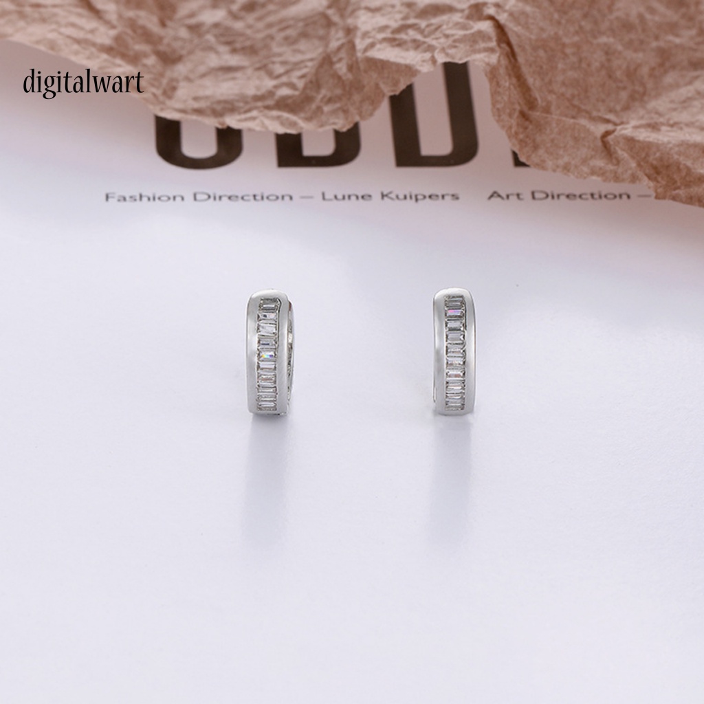 Kỹ Thuật Số| 1 Đôi Bông Tai Hình Tròn / Vuông Đính Đá Zircon Lấp Lánh Phong Cách Hàn Quốc Dành Cho Nữ