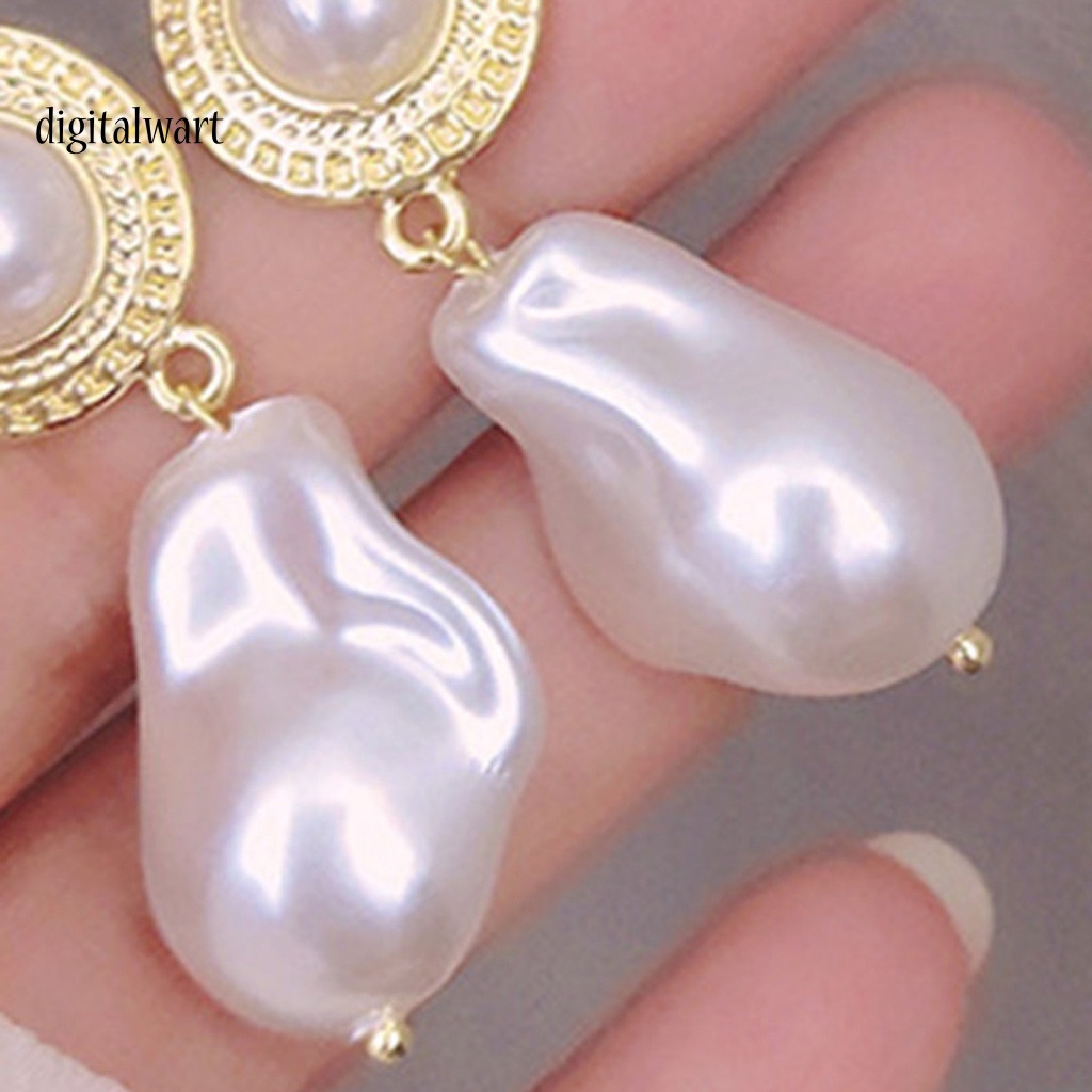 Kỹ Thuật Số| 1 Đôi Bông Tai Hình Học Đính Ngọc Trai Giả Lấp Lánh Chống Phai Màu Thời Trang Cho Nữ