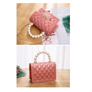 Túi Đeo Chéo Mini Hình Vuông Đính Ngọc Trai Thời Trang Hàn Quốc Mới Cho Nữ
