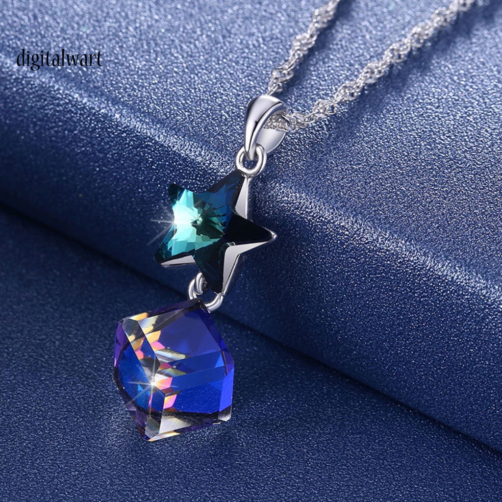 Kỹ Thuật Số| Vòng cổ Choker Mặt Vuông Đính Đá Pha Lê Nhân Tạo Màu Xanh Dương Thời Trang Cho Nữ