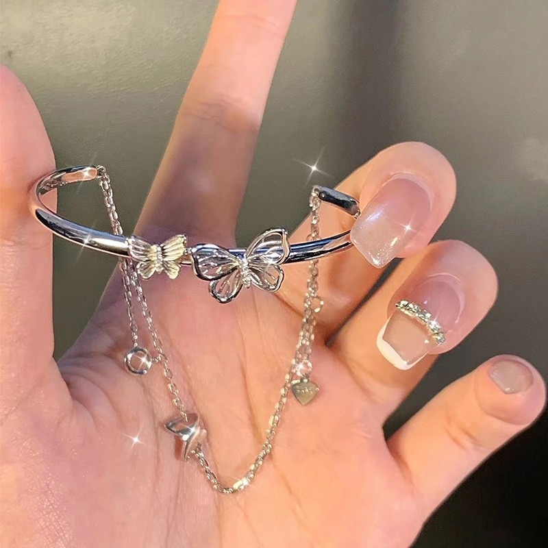 Vòng Tay Hình Nơ / Trái Tim / Bướm Đính Đá Zircon Màu Vàng / Bạc Tùy Chỉnh Thời Trang Cho Nữ