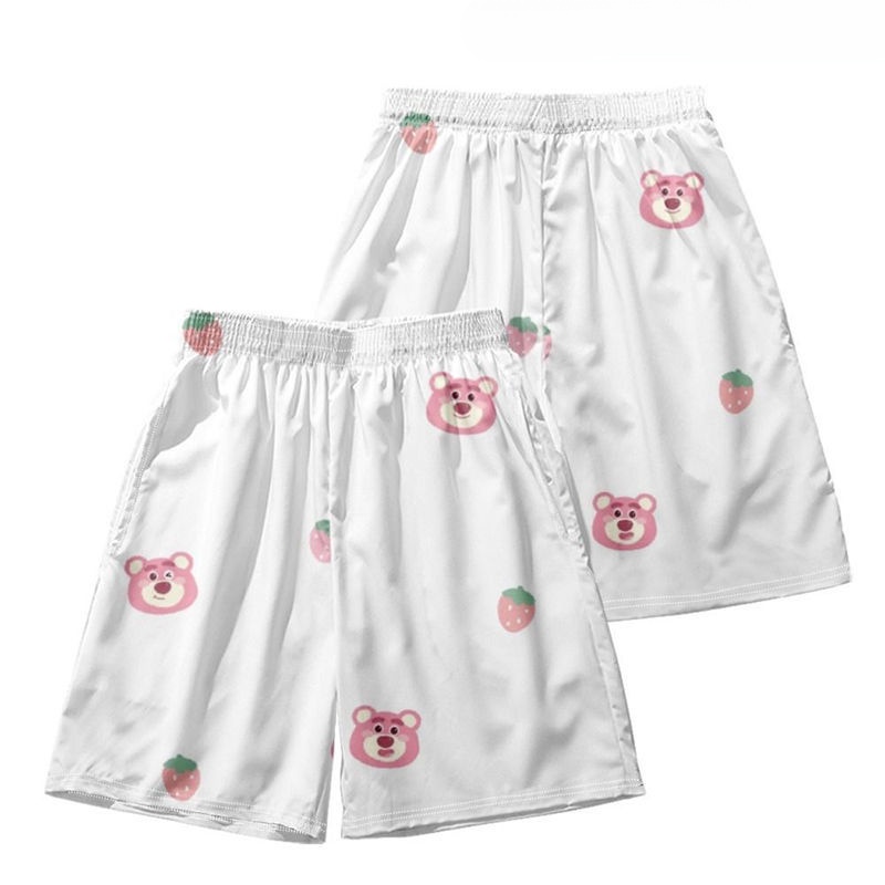 Quần Short Thể Thao Đi Biển Mùa Hè Dáng Suông Mau Khô In Họa Tiết Dâu Tây Phong Cách Mới Cho Nam Nữ