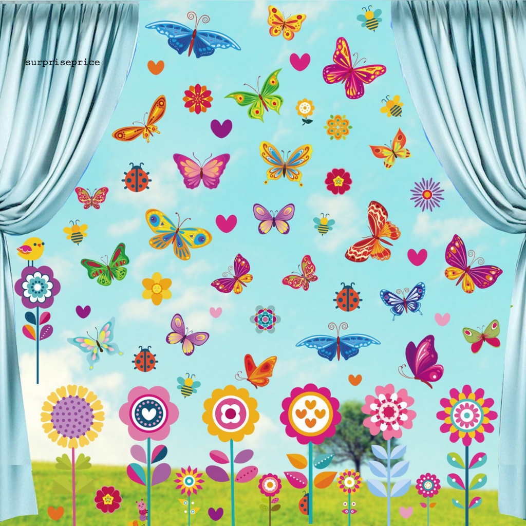 Bộ 9 Miếng Dán Cửa Sổ Bằng PVC Họa Tiết Bướm Trang Trí Tiệc