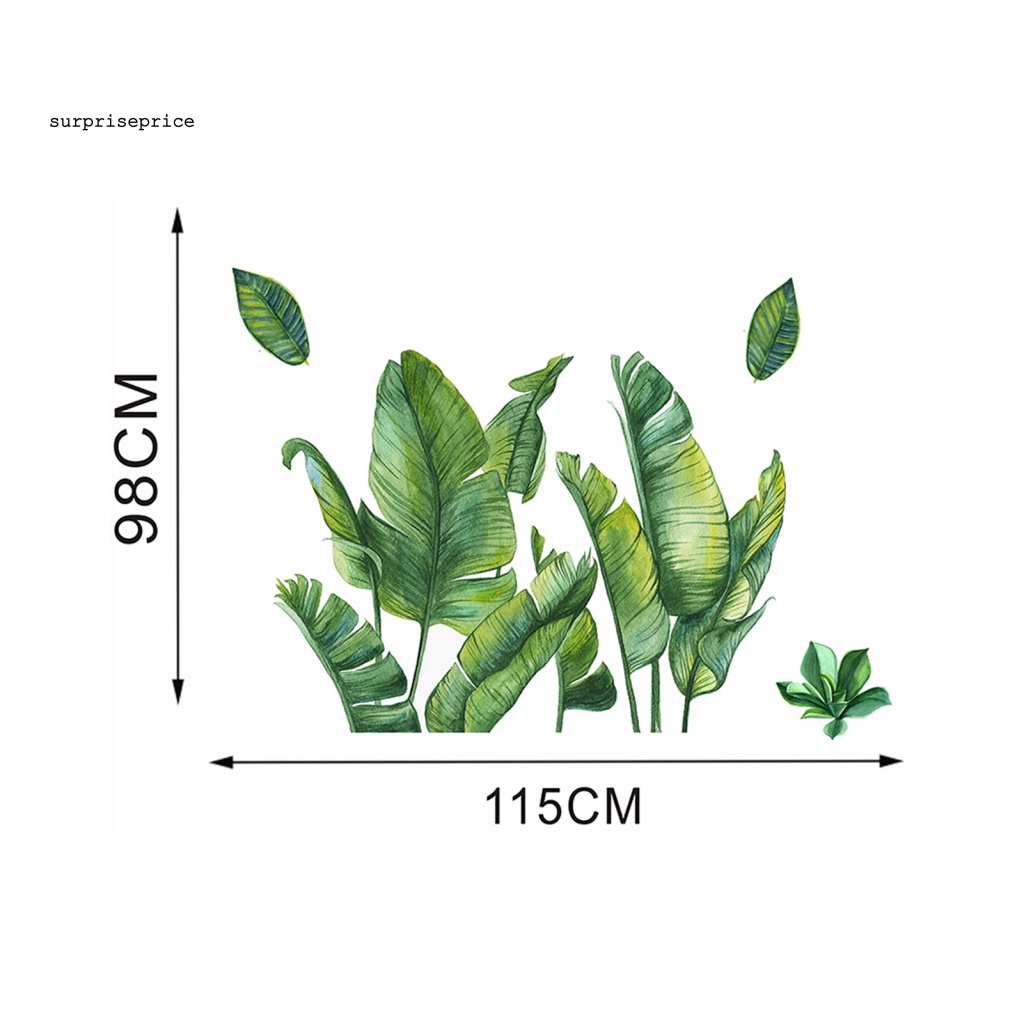 Set 2 Miếng Dán Tường Trang Trí Bằng PVC Chống Nước Không Cặp Nhăn Hình Lá Cây