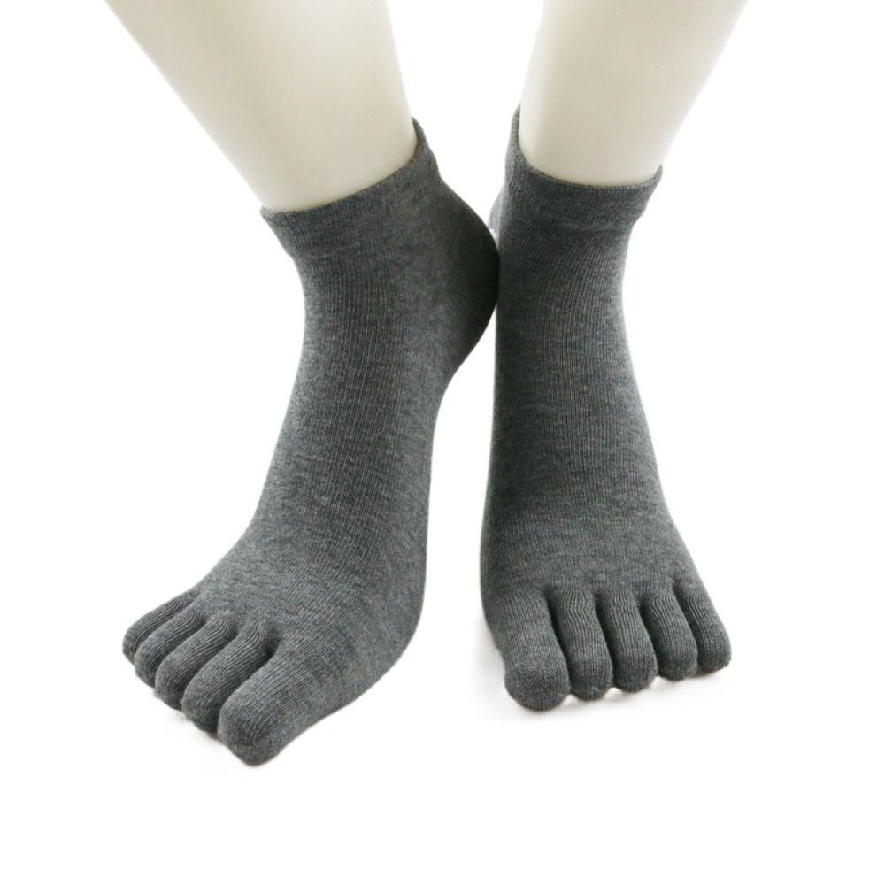Vớ Cotton Năm Ngón Thoáng Khí Màu Trắng Đen Xám Bảo Vệ Mắt Cá Chân Khi Chạy Bộ Unisex