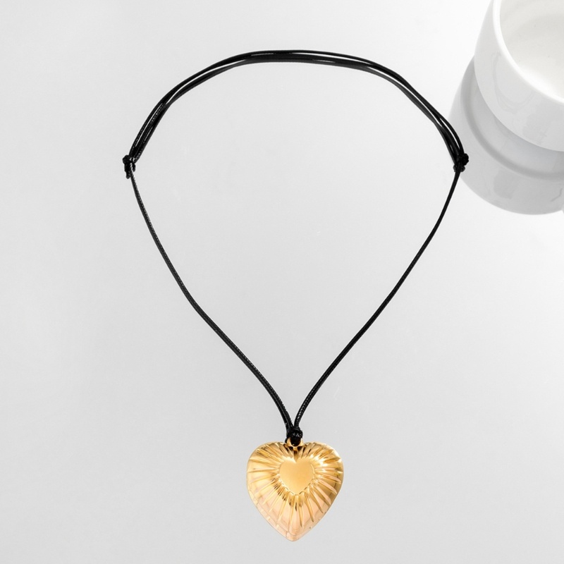 Vòng Cổ Choker Dây Dài Mặt Trái Tim Màu Đen Phong Cách Gothic Punk Hàn Quốc Dành Cho Nữ
