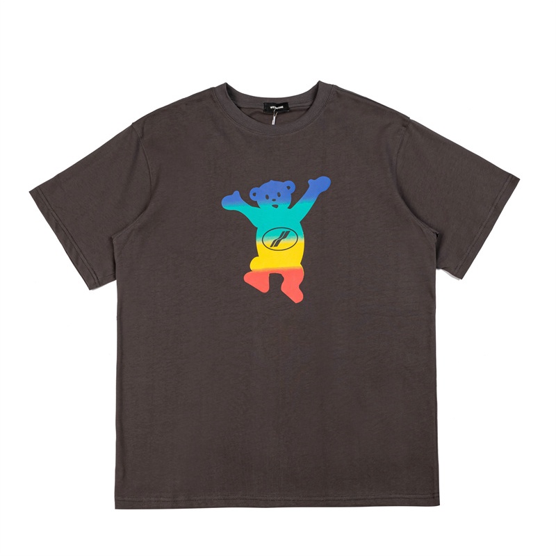 Bán Chạy Nhất Áo Thun Cotton Tay Ngắn In Hình Gấu Hai Mặt Màu Gradient Plus Size Unisex