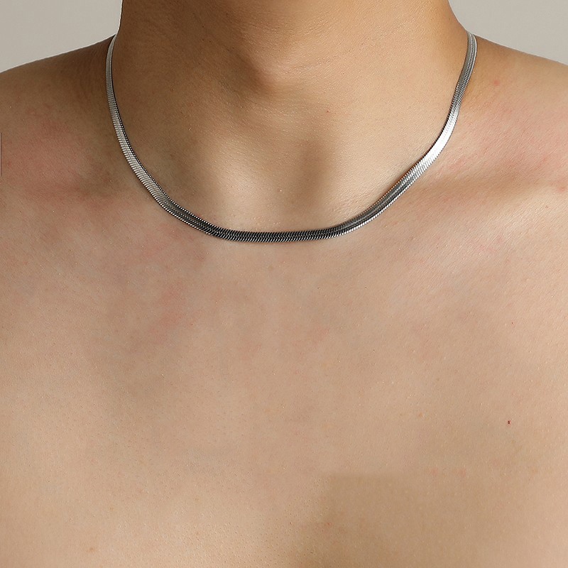 Vòng cổ Xương Rắn 3mm Bằng Thép Titan Đơn Giản Thời Trang Mùa Hè Cho Nam Và Nữ