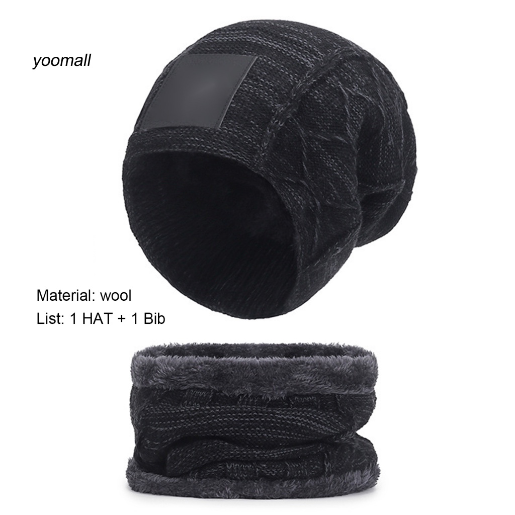 Set Mũ Beanie Và Khăn Choàng Cổ Dệt Kim Giữ Ấm Mùa Đông Cho Nam Nữ
