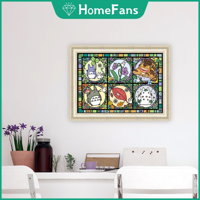 Bộ Tranh Đính Đá Diy Hình Totoro Kích Thước 40x30cm / 50x40cm / 70x50cm