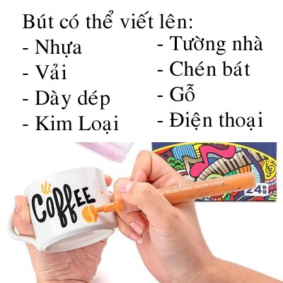 Bút sơn chữ viết lên mọi chất liệu cứng không bị phai màu do nước có nhiều màu - Monkey House