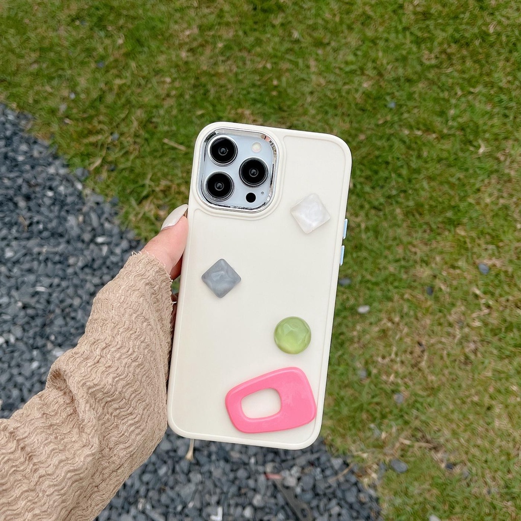 Ốp Điện Thoại Tpu Silicon Mềm Bảo Vệ Toàn Diện Họa Tiết Đá Quý 3D Cho iPhone 14 13 Pro Max 12 11