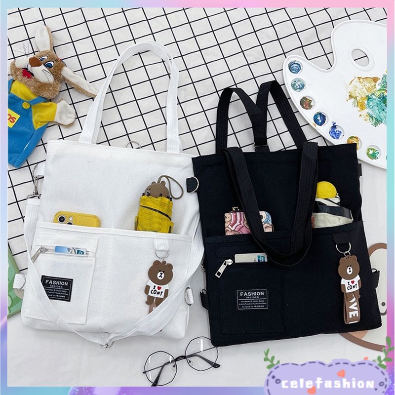 Túi vải In Họa Tiết Hoạt Hình Dễ Thương Cho Tuổi Teen / Học Sinh