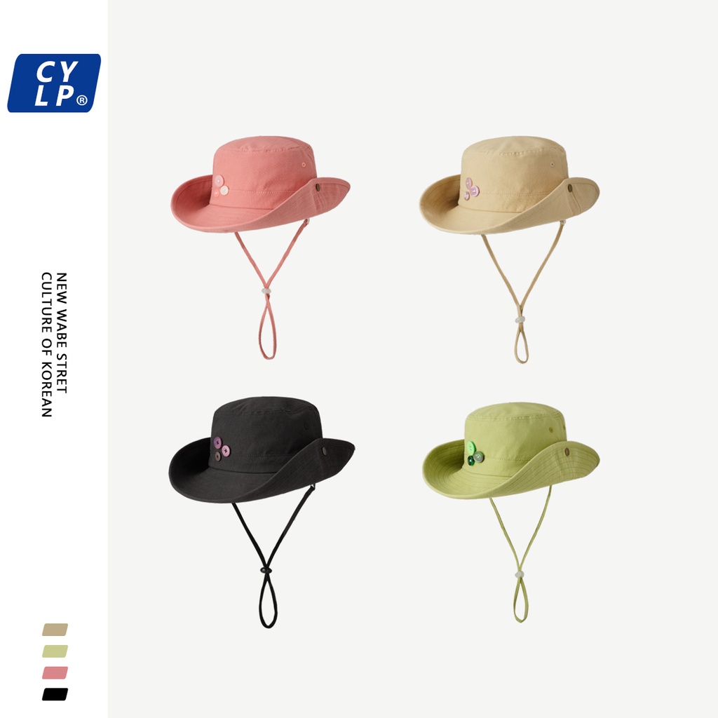 Nón Tai Bèo Vành Rộng Phối Nút Độc Đáo Phong Cách Hàn Quốc Thời Trang Mùa Hè Cho Nam Và Nữ