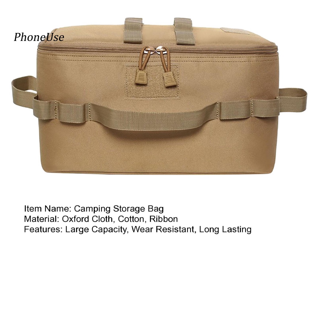 Pu Túi Đựng Dụng Cụ Nấu Ăn Đa Năng Sức Chứa Lớn Bằng Vải Oxford Chống Mài Mòn Có Khóa Kéo Dành Cho Cắm Trại Ngoài Trời