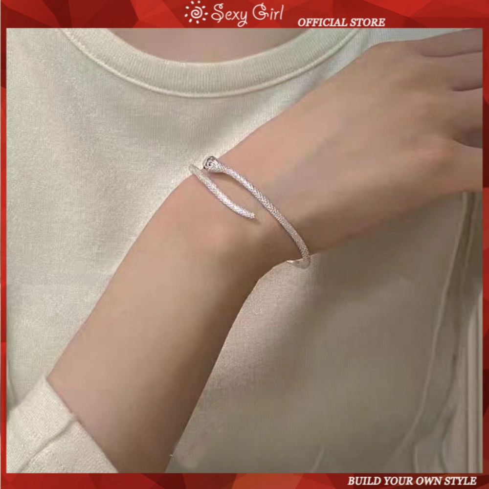 Vòng Tay Hình Rắn Mắt Đỏ Thiết Kế Đơn Giản Chất Lượng Cao Có Thể Điều Chỉnh