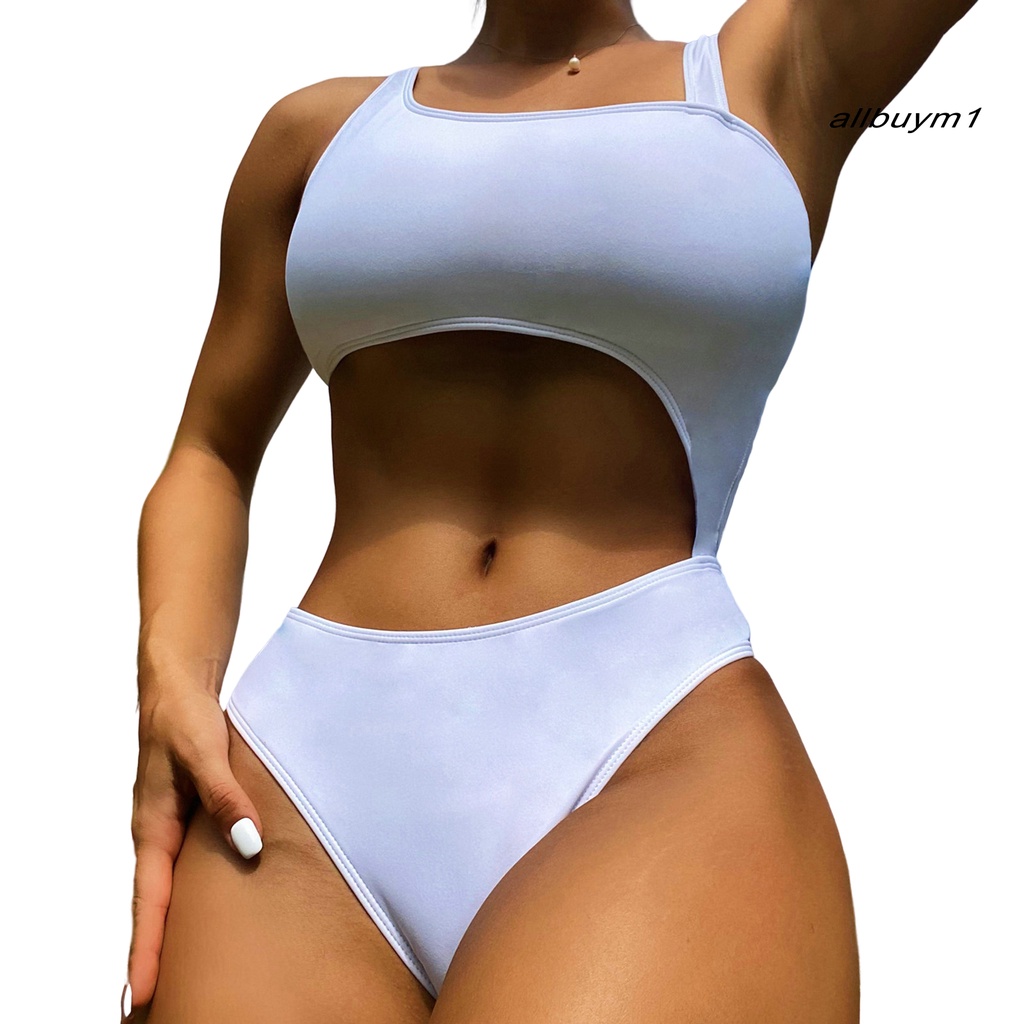 Bộ Đồ Bơi Bikini Màu Trơn Có Đệm Ngực Không Gọng Dây Mỏng Vừa Vặn Cho Nữ