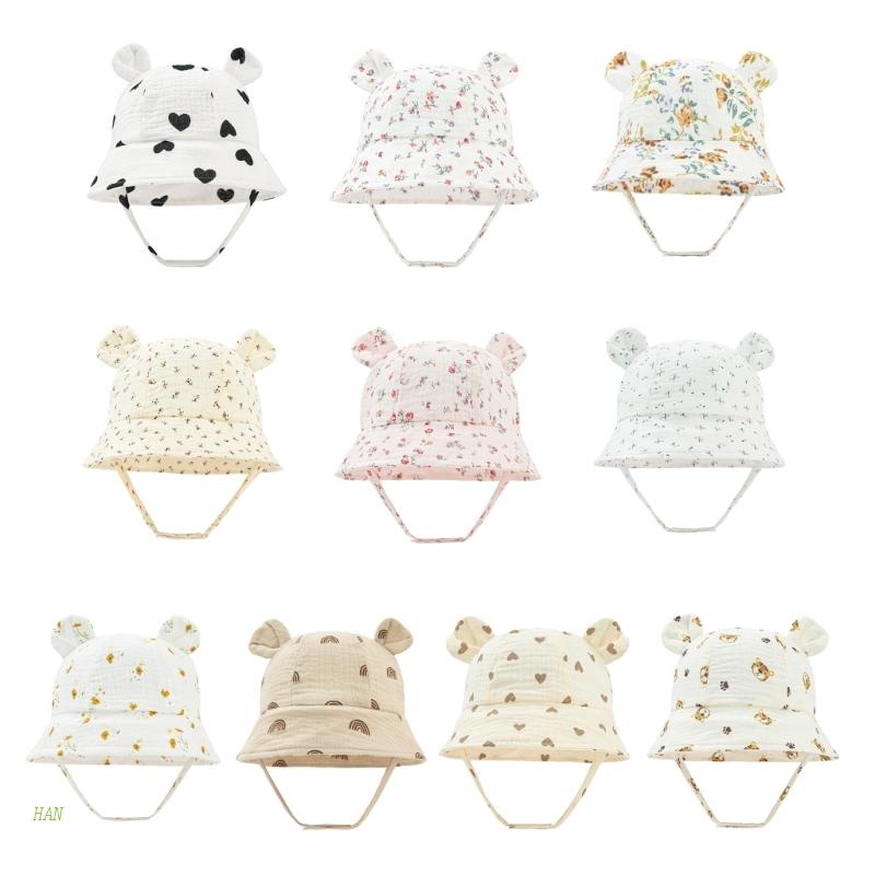 Mũ Tai Bèo Vải Cotton In Hoạt Hình Thời Trang Xuân Hè Xinh Xắn Cho Bé