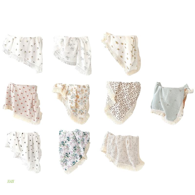 Chăn Quấn Em Bé Chất Liệu Cotton Mềm Mại Phối Tua Rua Dễ Thương