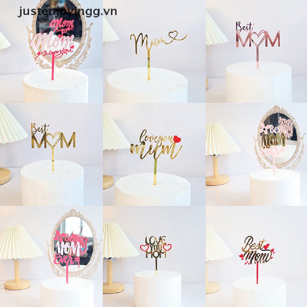 / / Que Cắm Trang Trí Bánh Kem Bằng Acrylic Chữ Justenjoying.Vn / / INS Mom Birthday