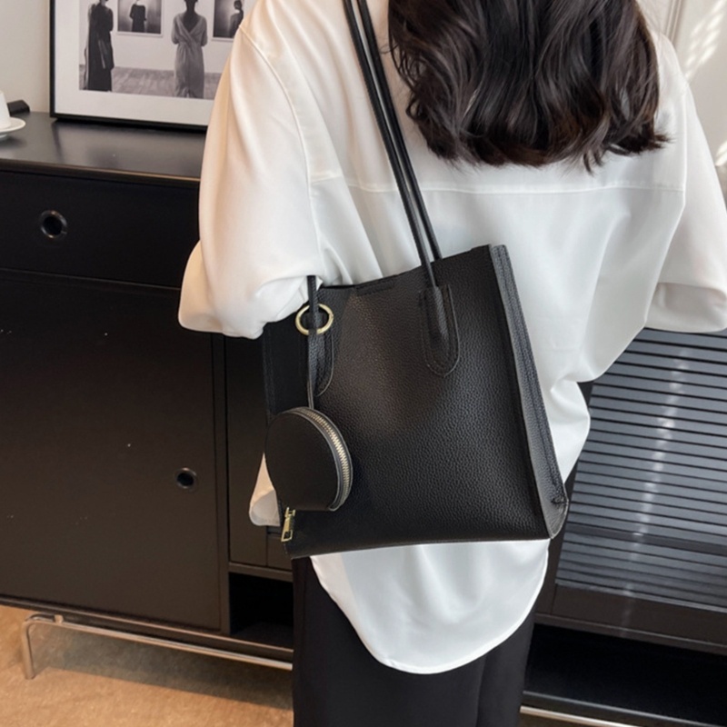 Túi Xách Da PU Màu Trơn Sức Chứa Lớn Dễ Phối Đồ Thời Trang Cho Nữ