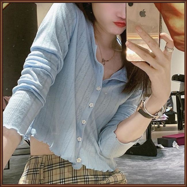 Áo Khoác Cardigan Dệt Kim Tay Dài Cổ Chữ V Màu Trơn Thời Trang Cho Nữ