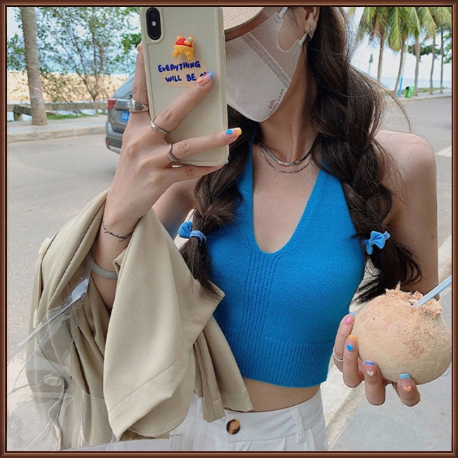 Áo Len Cotton Cổ Chữ V Màu Sắc Thời Trang Dành Cho Nữ