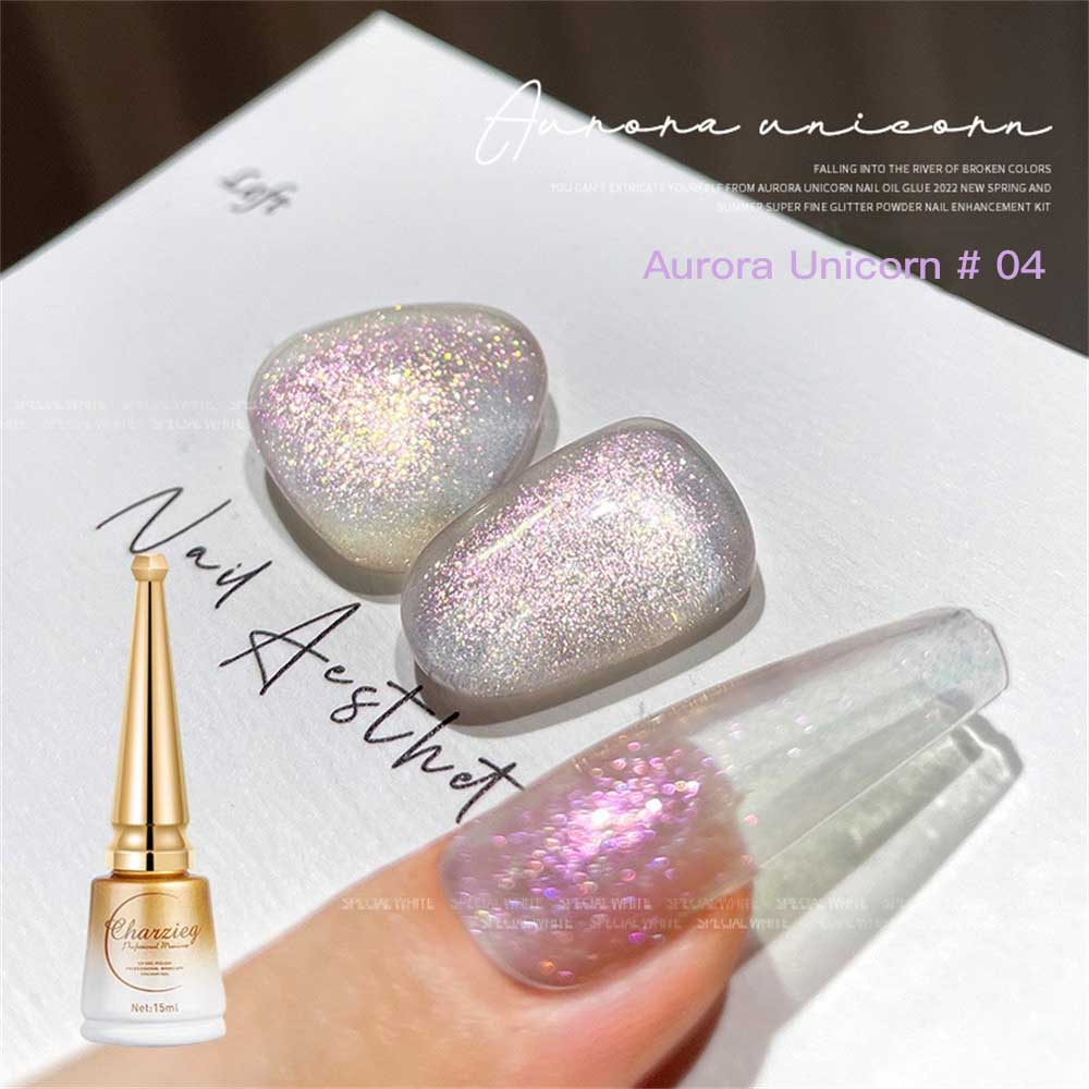 Sơn Móng Tay Gel Kim Tuyến Lấp Lánh Hình Kỳ Lân Cực Quang Mới