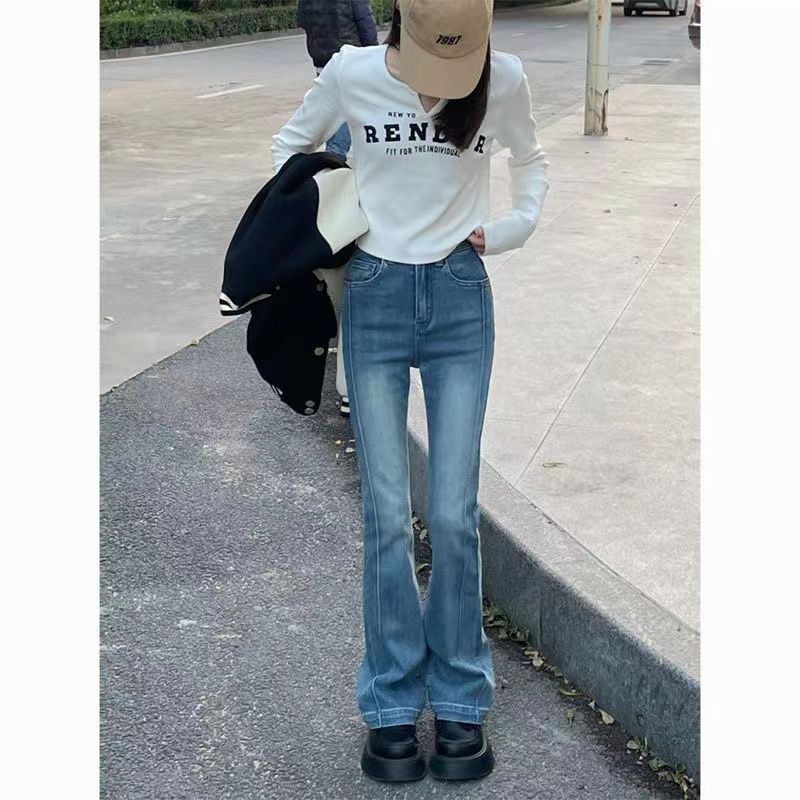 DIDIKA Quần Denim Ống Loe Lưng Cao Co Giãn Thời Trang Mùa Xuân 2023