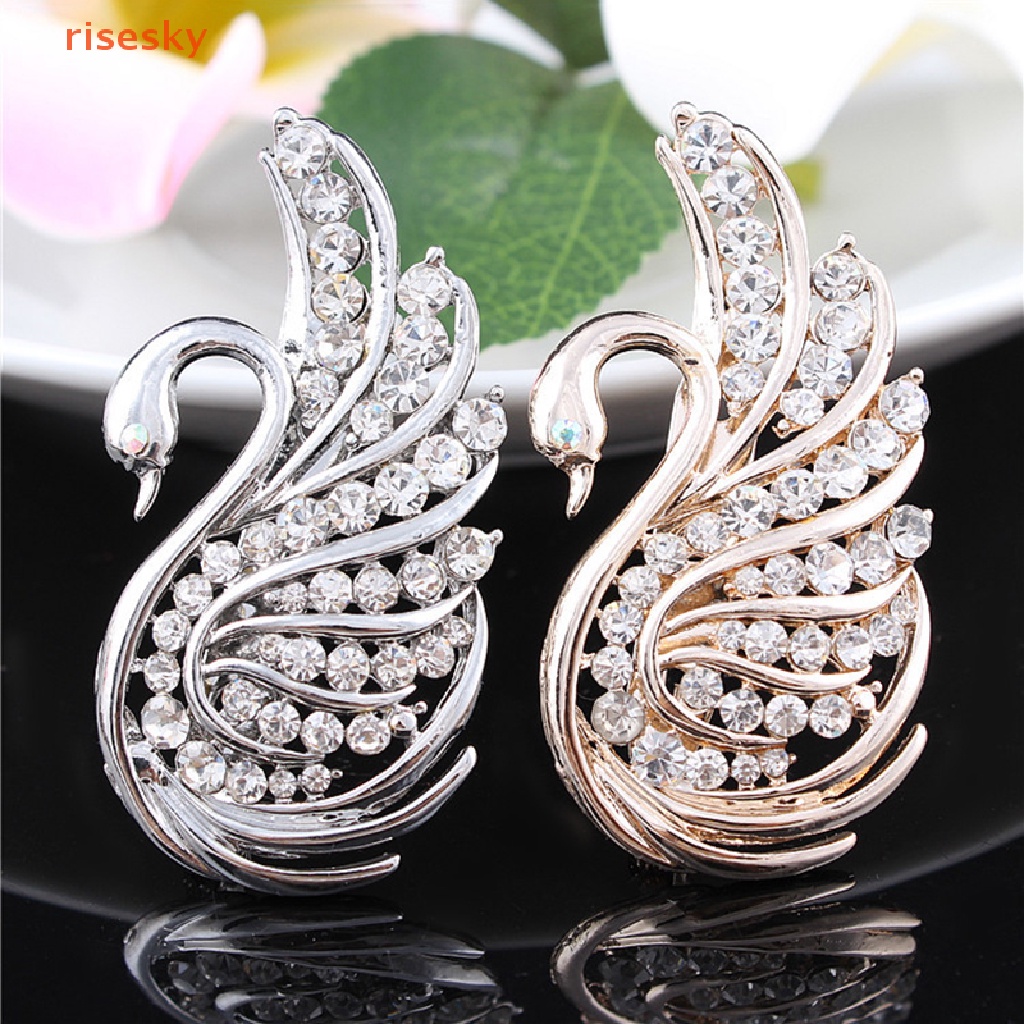 Ghim Cài Áo Hình Thiên Nga Đính Đá Thời Trang