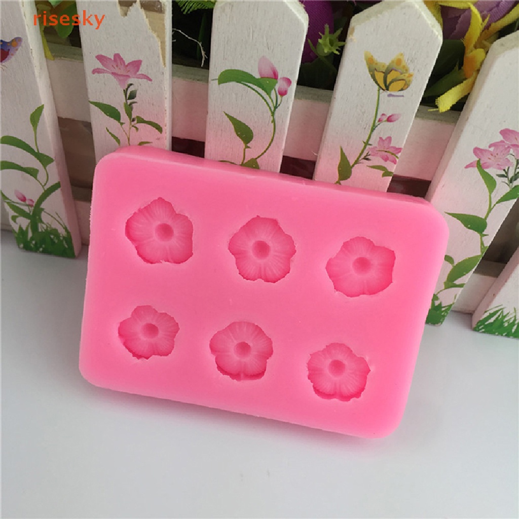 1 Khuôn Silicone Sáu Lỗ Hình Hoa Cúc Nhỏ Làm Bánh Tráng Miệng DIY