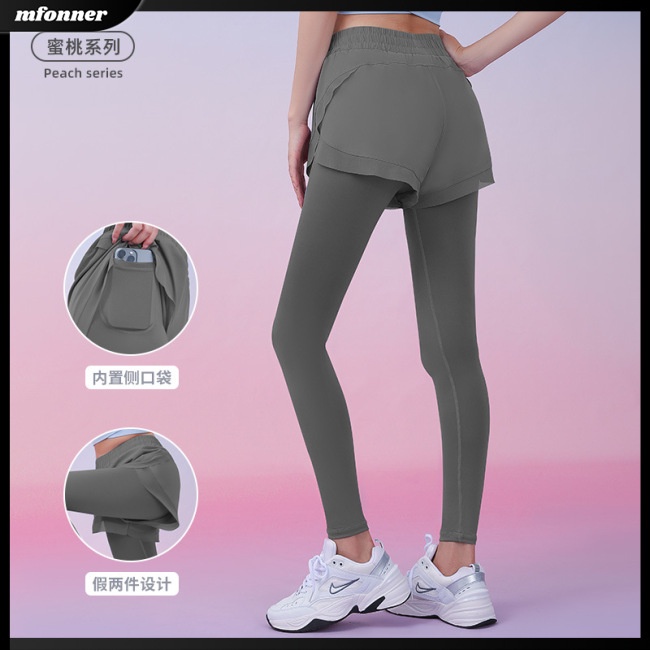 Quần Legging Lưng Cao Giả Hai Lớp Thoáng Khí Kèm Túi Nhiều Màu Sắc Dành Cho Nữ