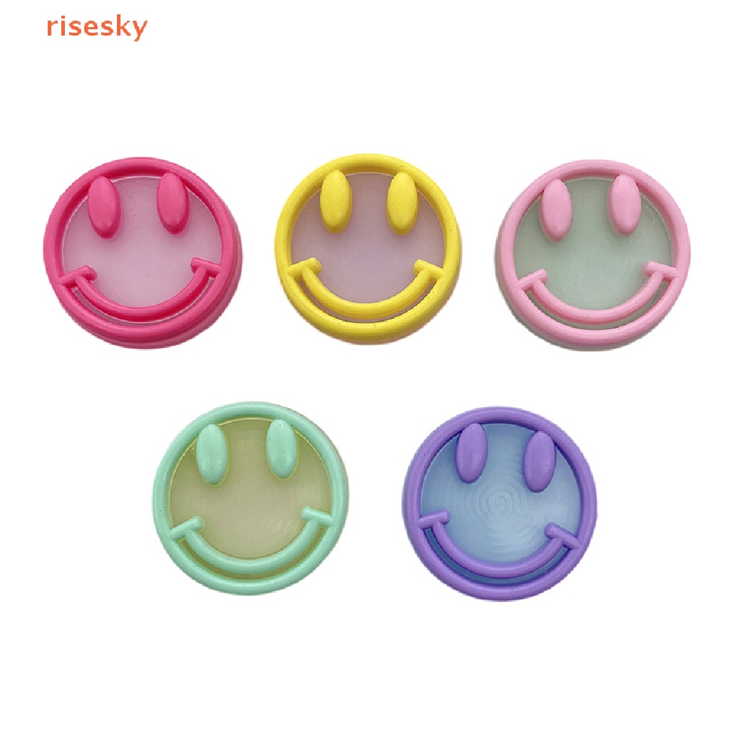 Bộ 5 Miếng Dán Trang Trí Bảng Điều Khiển Xe Hơi / Nhà Cửa Hình Mặt Cười Mini Bằng PVC Dạ Quang Diy