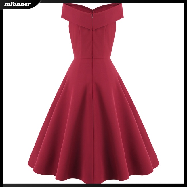 Đầm Dự Tiệc Dáng Xòe Không Tay Eo Cao Màu Trơn Thanh Lịch Thời Trang Cho Nữ