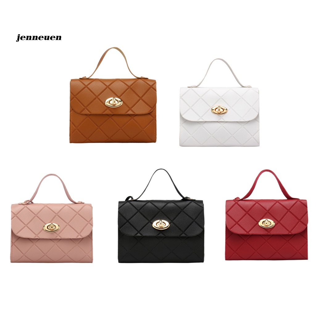 Jen Túi Tote Đeo Chéo Giả Da Họa Tiết Hình Thoi Dây Dài Màu Trơn Phong Cách Hàn Quốc Thích Hợp Làm Quà Tặng Hàng Ngày Cho Bạn Gái