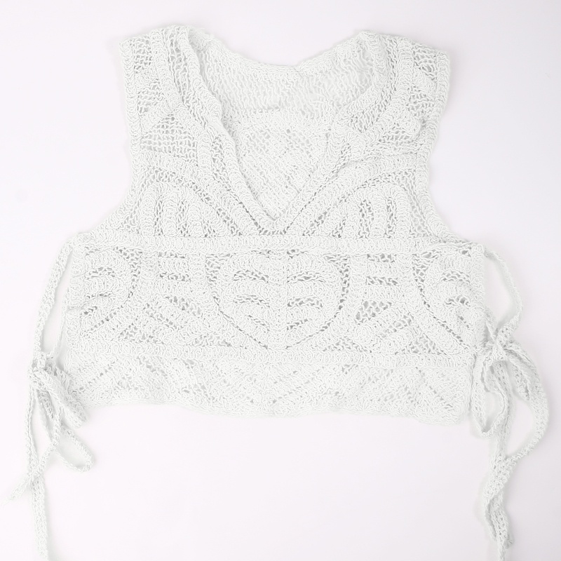 Áo Croptop Dệt Kim Không Tay Cổ Chữ V Xẻ Tà Thời Trang Cho Nữ