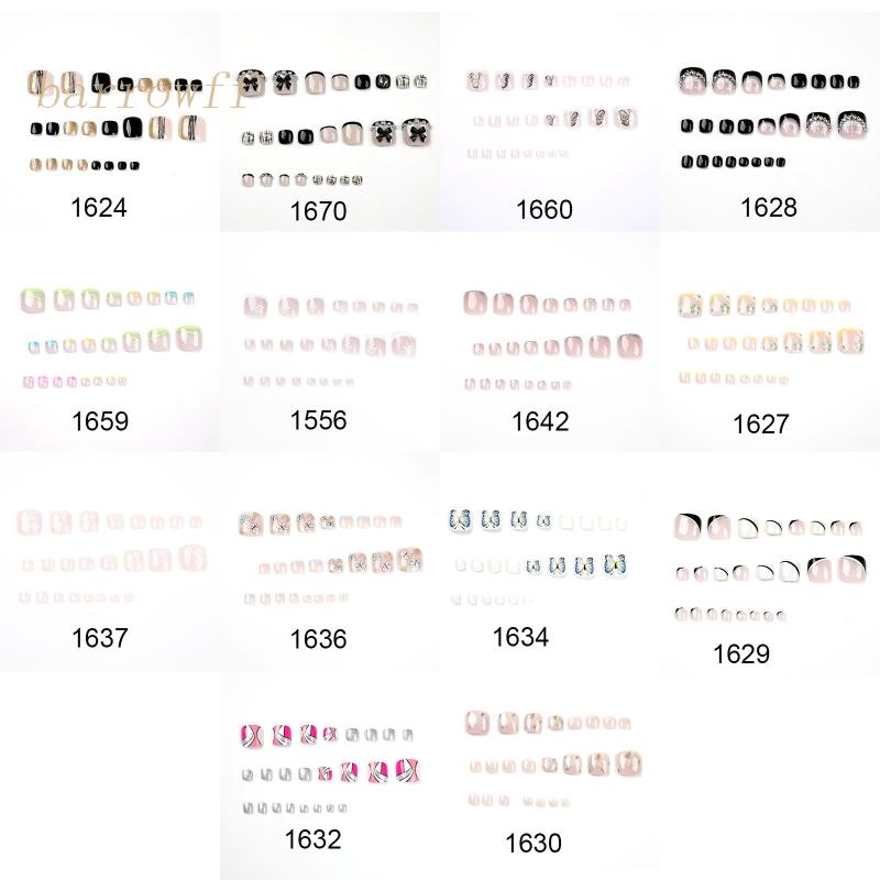 Bộ 24 Móng Chân Giả Ngắn Che Phủ Toàn Diện Cho Nữ