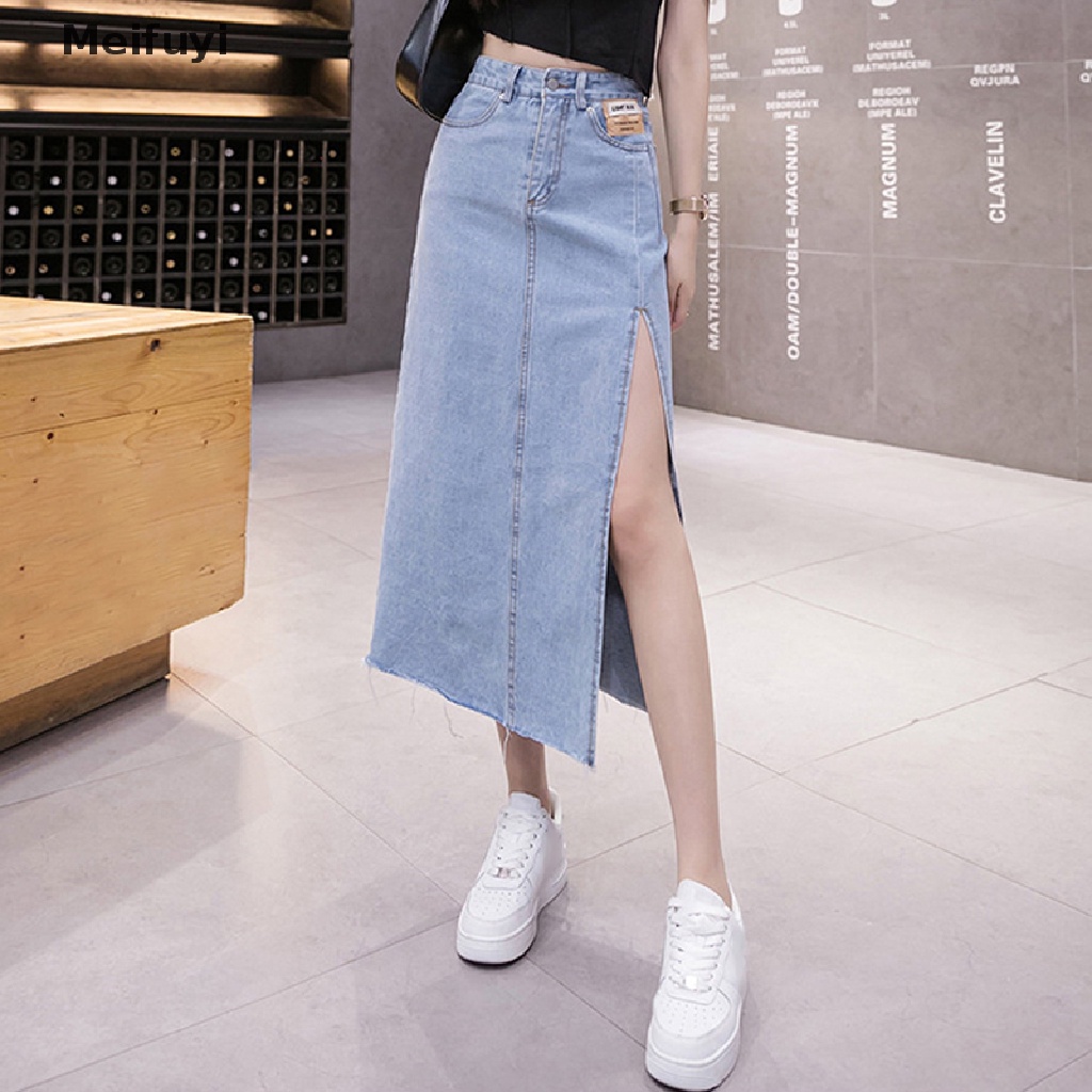 Chân váy jean Lưng Cao Dáng Chữ A Thời Trang Quyến Rũ Cho Nữ