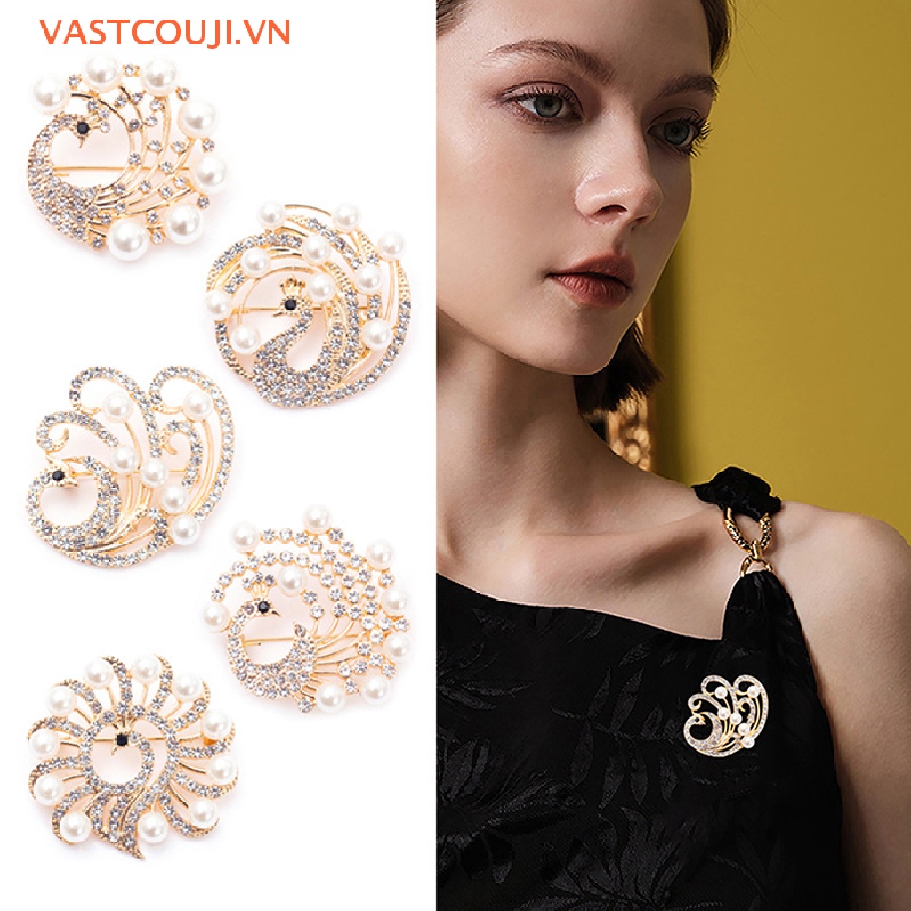 Trâm Cài Áo Hình Chim Công Đính Đá Pha Lê Sang Trọng