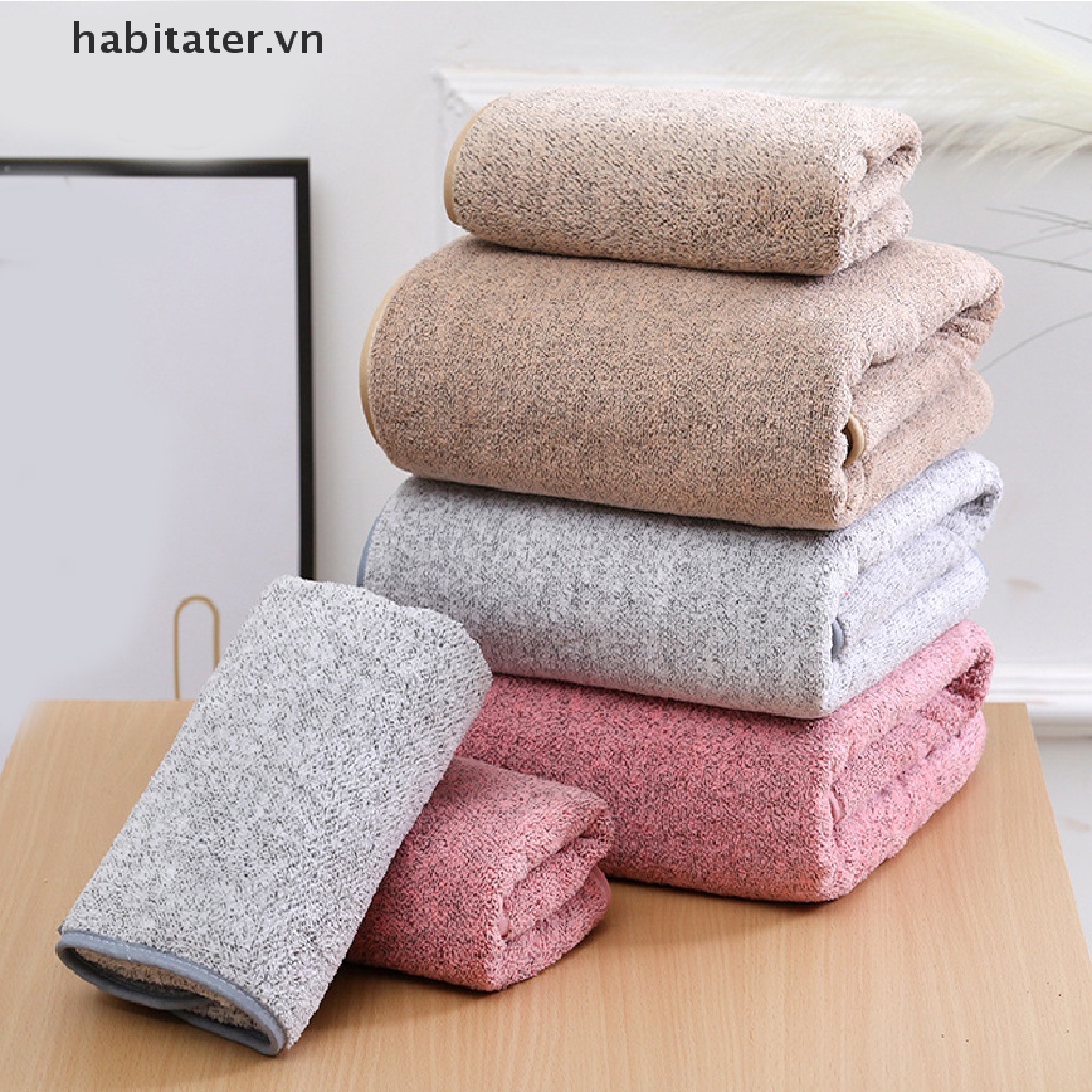 Bộ 3 Khăn Tắm Sợi Than Tre Mềm Mại Màu Trơn Thấm Hút Tốt Nhanh Khô Tiện Dụng