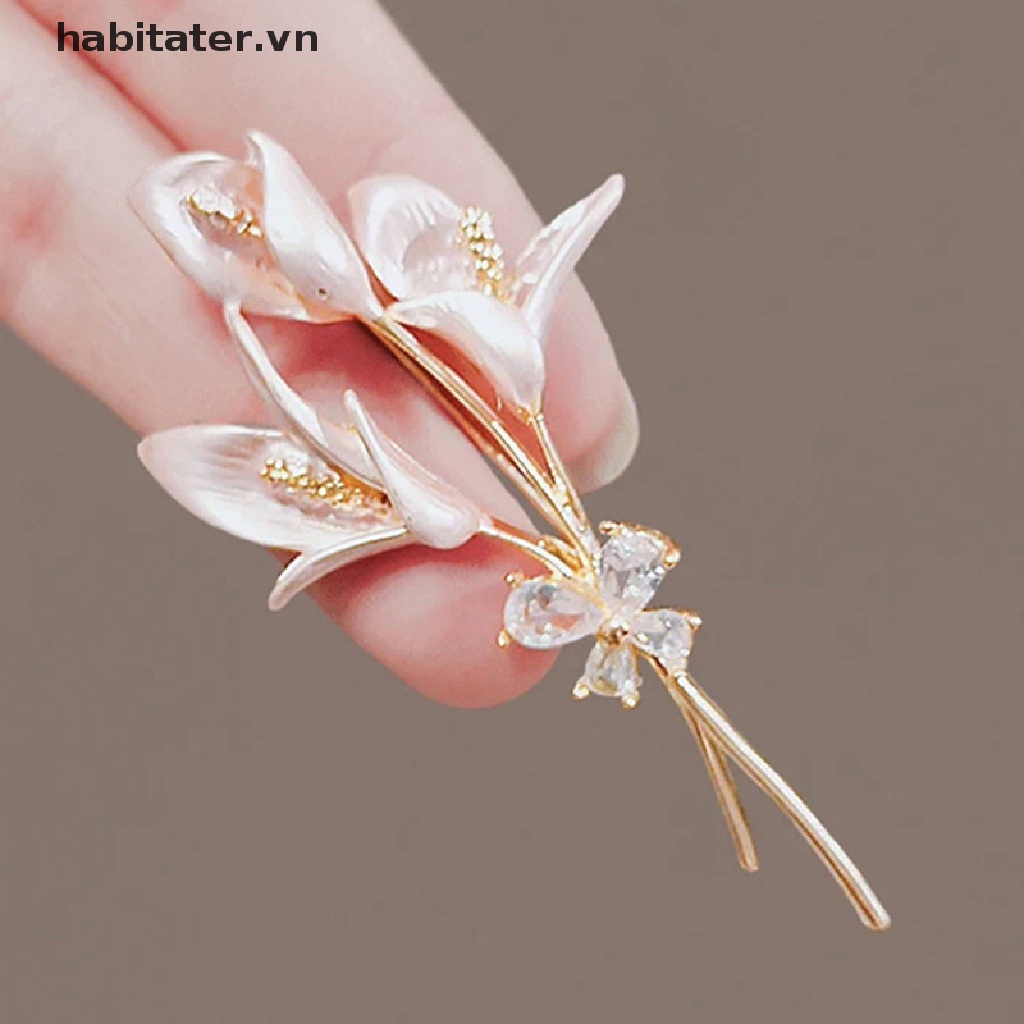 Ghim Cài Áo Hình Hoa Tráng Men Thanh Lịch Cho Nữ