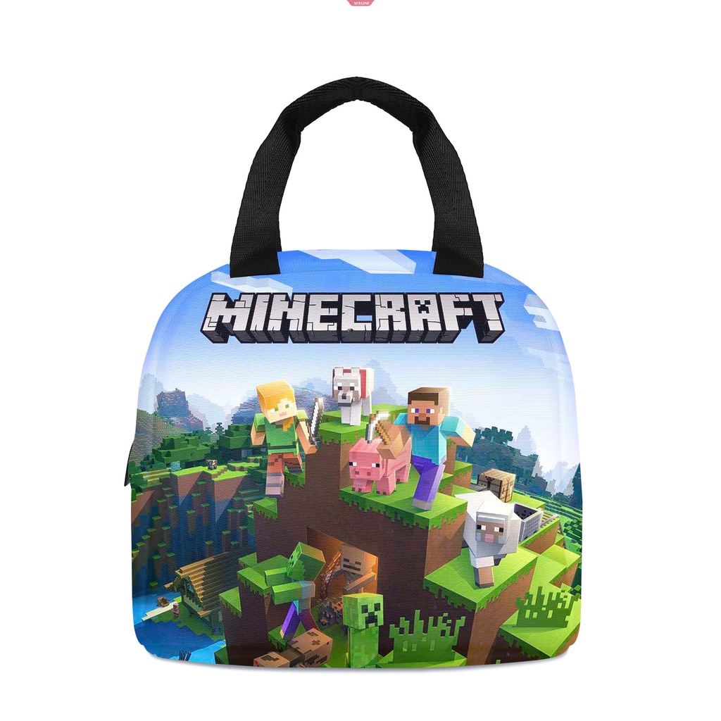 Túi Đựng Hộp Cơm Trưa Không Thấm Nước In Hoạt Hình Minecraft Cho Nam / Nữ