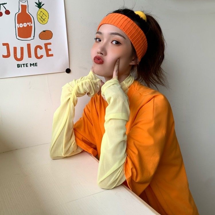 Áo Lưới Mỏng Tay Dài Cổ Cao Màu Sắc Kẹo Ngọt Thời Trang Mùa Hè