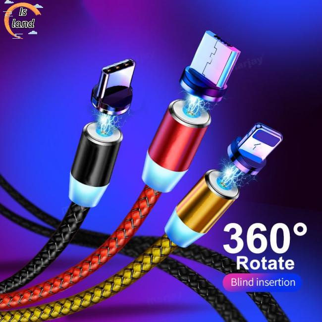 Dây Cáp Sạc Nhanh / Truyền Dữ Liệu Đầu Nam Châm Đèn Led 2m Cho Android / ios