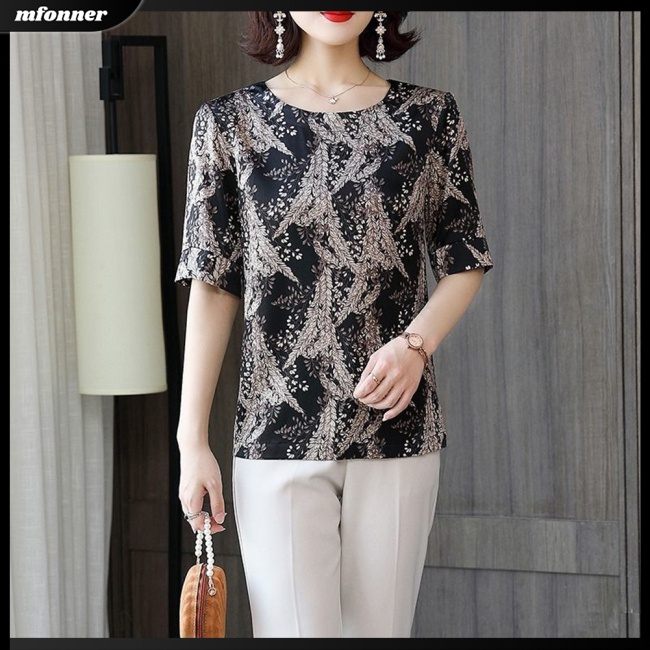 Áo Thun Nữ Tay Ngắn Cổ Tròn Dáng Rộng In Hình Thời Trang