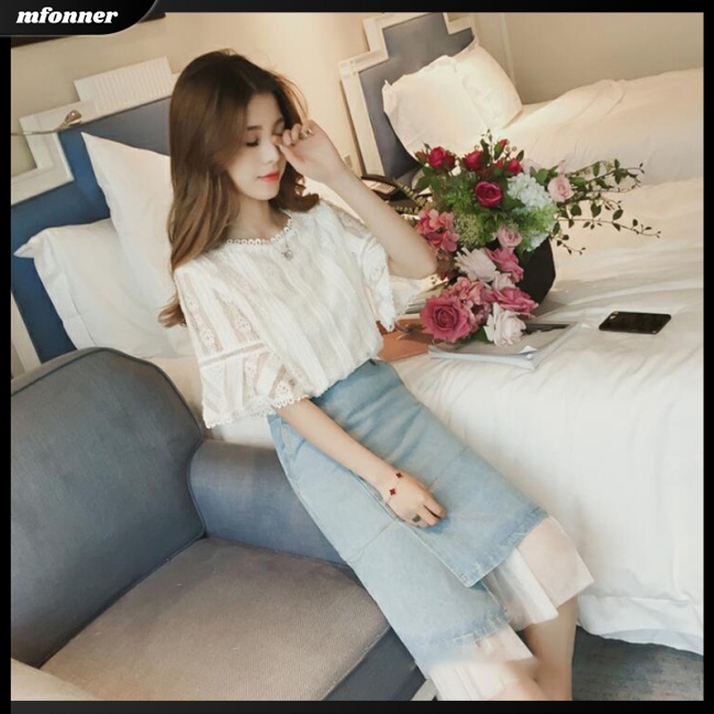 Áo Sơ Mi Chiffon Tay Loe Phối Ren Thời Trang Dành Cho Nữ